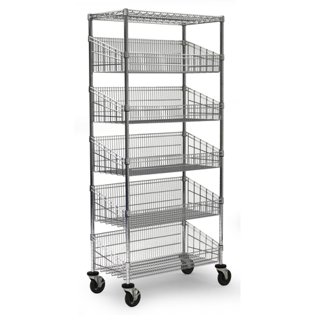 TECHNIBILT SHELVING SYSTEMS Basket Unit, w/Casters, 5 Baskets, 18x60x80 MBSK1860CH-5